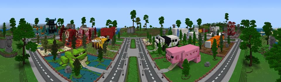 Panorama of the Minecraft Bedrock Marketplace product Mob House City created by Tristan Productions.