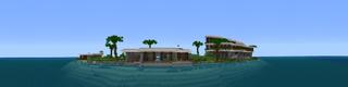 Panorama of the Minecraft Bedrock Marketplace product Noob vs Pro vs Hacker Mansions created by Tristan Productions.