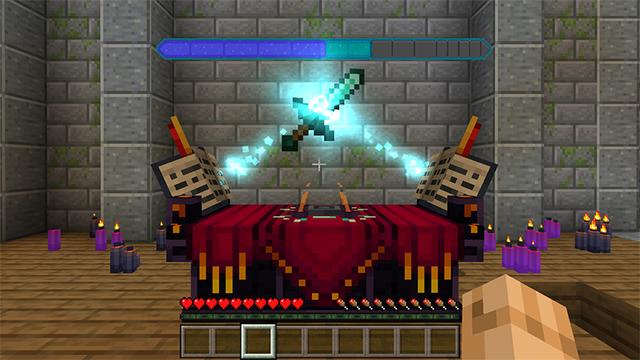 Screenshot of the Minecraft Bedrock Marketplace product Enchantment Expansion created by Tsunami Studios.