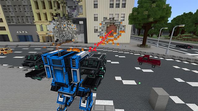 Screenshot of the Minecraft Bedrock Marketplace product Mech Suit Expansion created by Tsunami Studios.