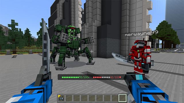 Screenshot of the Minecraft Bedrock Marketplace product Mech Suit Expansion created by Tsunami Studios.