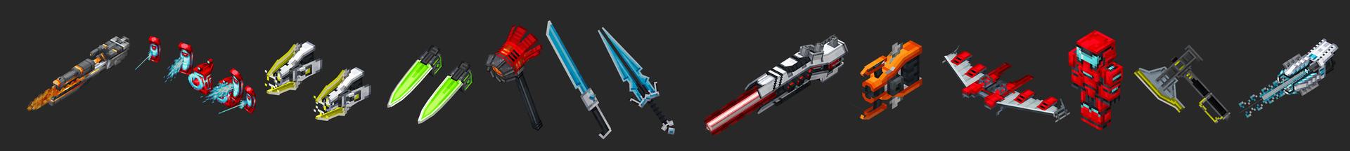 Panorama of the Minecraft Bedrock Marketplace product SCI-FI WEAPONS created by Tsunami Studios.