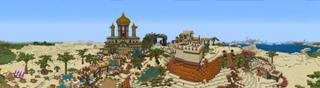 Panorama of the Minecraft Bedrock Marketplace product Secret Desert Refuge created by UnderBlocks Studios.