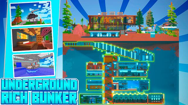 Thumbnail of the Minecraft Bedrock Marketplace product Underground Rich Bunker created by UnderBlocks Studios.