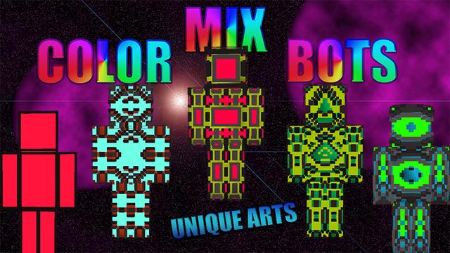 Thumbnail of the Minecraft Bedrock Marketplace product Color Mix Bots created by Unique Arts.