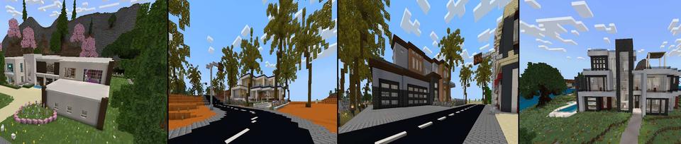 Panorama of the Minecraft Bedrock Marketplace product Modern Mansions created by Unique Arts.