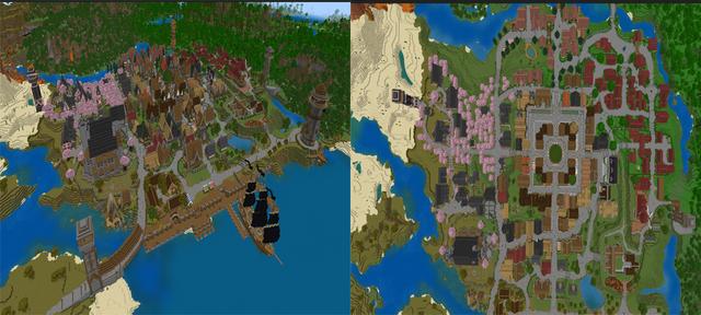 Panorama of the Minecraft Bedrock Marketplace product Town Of Bridgewater created by Unique Arts.