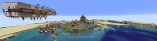 Panorama of the Minecraft Bedrock Marketplace product Harbor Town's Hidden Arena created by UUUM.