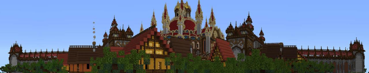 Panorama of the Minecraft Bedrock Marketplace product Knights vs Mobs- Tower Defense created by UUUM.