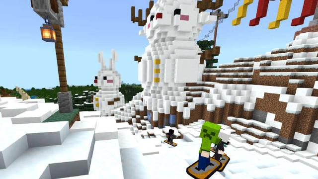 Screenshot of the Minecraft Bedrock Marketplace product Snowboard Racing created by UUUM.
