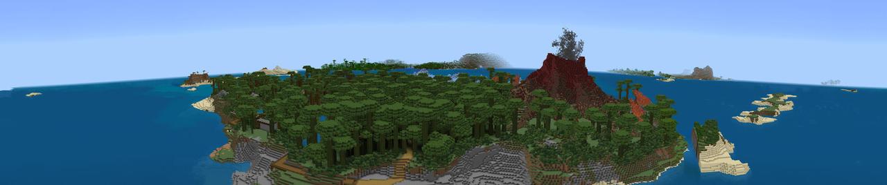 Panorama of the Minecraft Bedrock Marketplace product The island of origin created by UUUM.