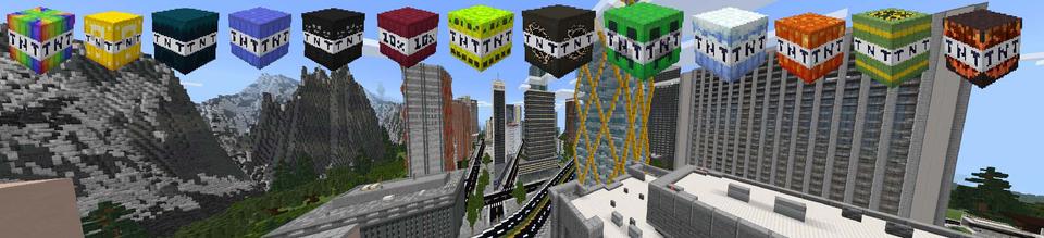 Panorama of the Minecraft Bedrock Marketplace product TNT City created by Vatonage.