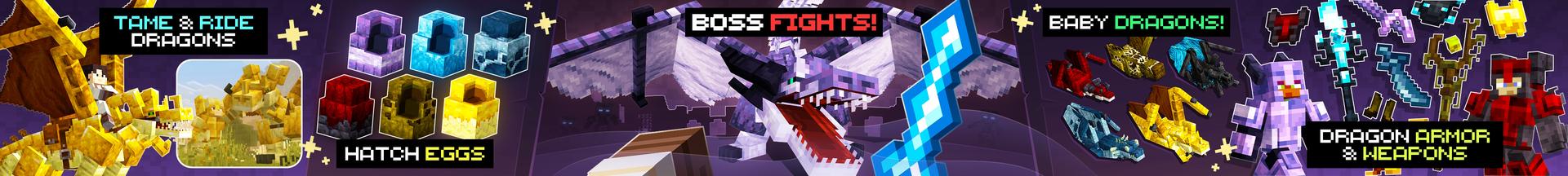 Panorama of the Minecraft Bedrock Marketplace product Dragons Add-On created by Verart.