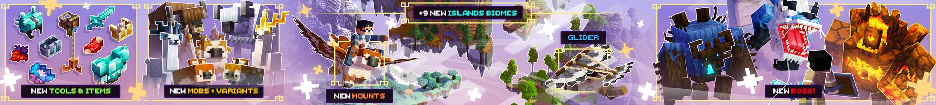 Panorama of the Minecraft Bedrock Marketplace product Sky Islands Add-On created by Verart.