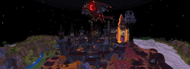 Panorama of the Minecraft Bedrock Marketplace product Demonic Castle created by Vertexcubed.