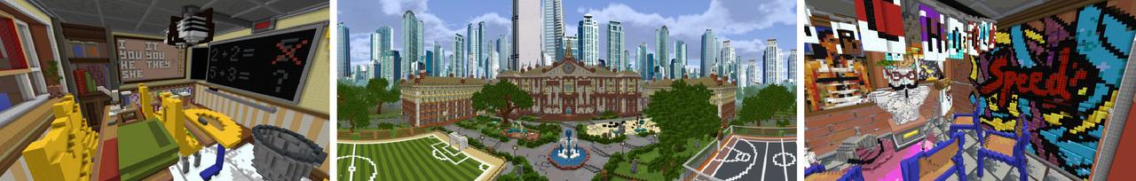 Panorama of the Minecraft Bedrock Marketplace product Parkour School created by Vertexcubed.