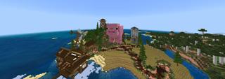 Panorama of the Minecraft Bedrock Marketplace product Pig Mansion created by Vertexcubed.