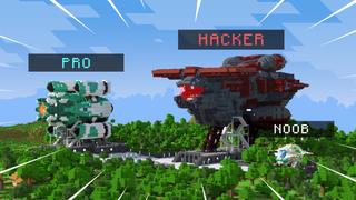 Thumbnail of the Minecraft Bedrock Marketplace product Noob v Pro v Hacker Spaceships created by Virtual Pinata.
