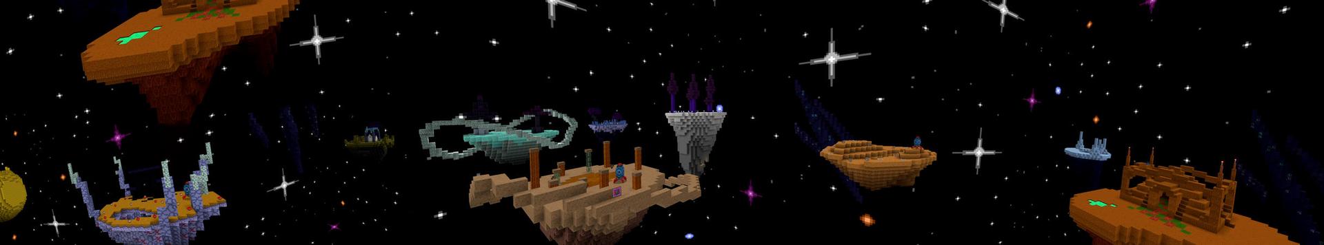 Panorama of the Minecraft Bedrock Marketplace product Galaxy Skyblock created by Volcano.
