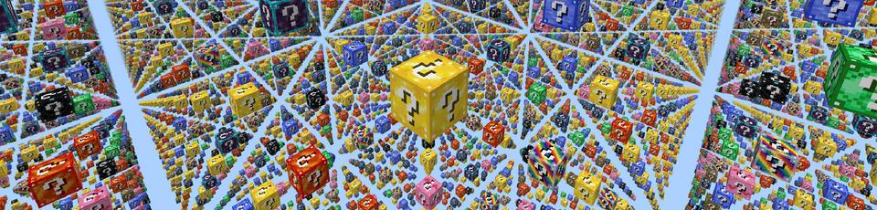 Panorama of the Minecraft Bedrock Marketplace product Lucky Block INFINITY created by Volcano.