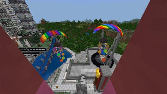 Screenshot of the Minecraft Bedrock Marketplace product Parachutes created by Volcano.