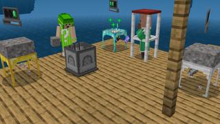 Screenshot of the Minecraft Bedrock Marketplace product Raft Machines created by Volcano.