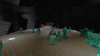 Screenshot of the Minecraft Bedrock Marketplace product Diamond Creeper Cave created by VoxelBlocks.