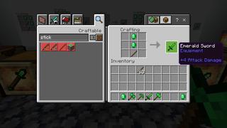 Screenshot of the Minecraft Bedrock Marketplace product Emerald Weapons created by VoxelBlocks.