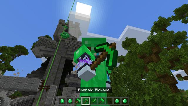 Screenshot of the Minecraft Bedrock Marketplace product Emerald Weapons created by VoxelBlocks.