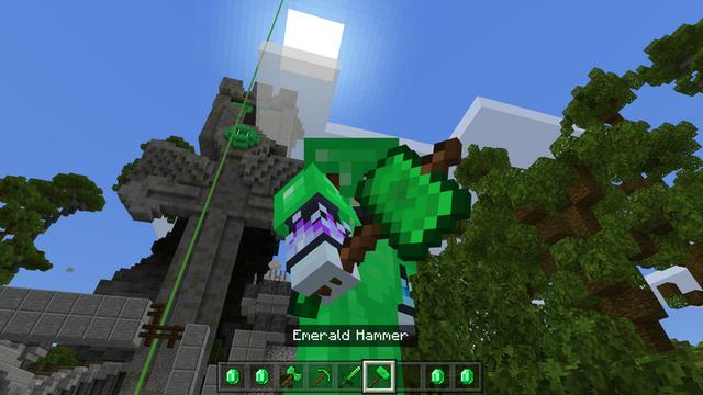 Screenshot of the Minecraft Bedrock Marketplace product Emerald Weapons created by VoxelBlocks.