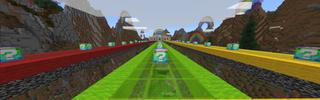 Panorama of the Minecraft Bedrock Marketplace product Lucky Block Rainbow Race created by VoxelBlocks.
