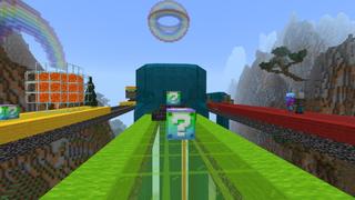 Screenshot of the Minecraft Bedrock Marketplace product Lucky Block Rainbow Race created by VoxelBlocks.