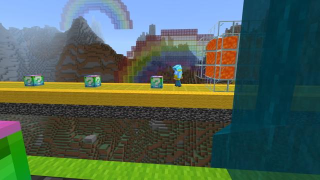 Screenshot of the Minecraft Bedrock Marketplace product Lucky Block Rainbow Race created by VoxelBlocks.