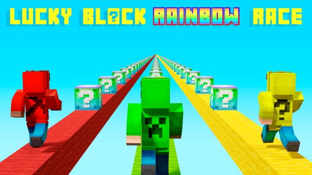 Thumbnail of the Minecraft Bedrock Marketplace product Lucky Block Rainbow Race created by VoxelBlocks.