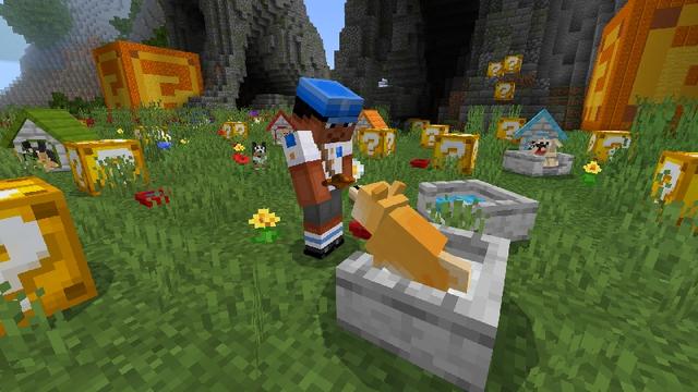 Screenshot of the Minecraft Bedrock Marketplace product Lucky Blocks Dogs created by VoxelBlocks.