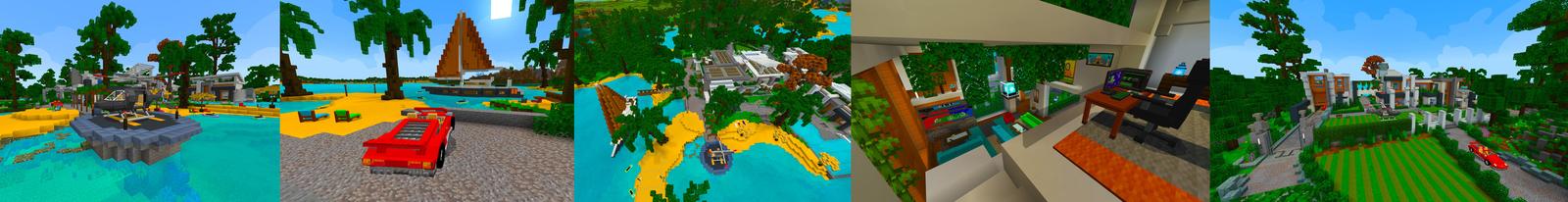 Panorama of the Minecraft Bedrock Marketplace product Modern House Collectors created by VoxelBlocks.