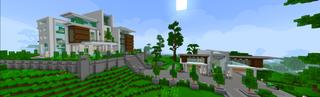 Panorama of the Minecraft Bedrock Marketplace product Modern House 4 created by VoxelBlocks.