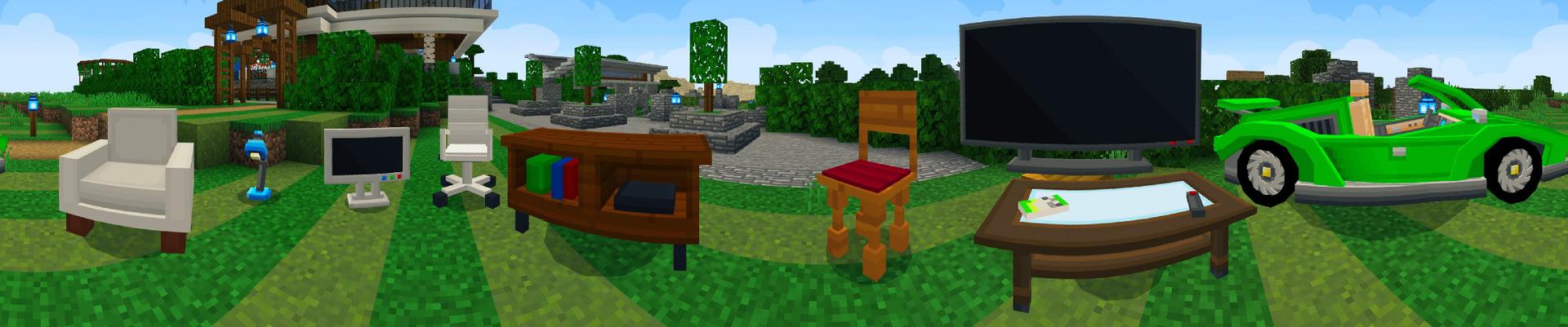 Panorama of the Minecraft Bedrock Marketplace product Modern House 2 created by VoxelBlocks.