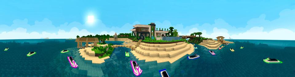 Panorama of the Minecraft Bedrock Marketplace product Modern House created by VoxelBlocks.