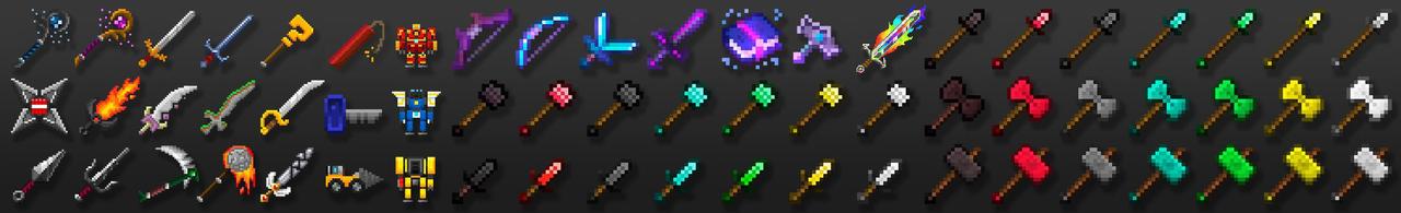 Panorama of the Minecraft Bedrock Marketplace product Weapons created by VoxelBlocks.