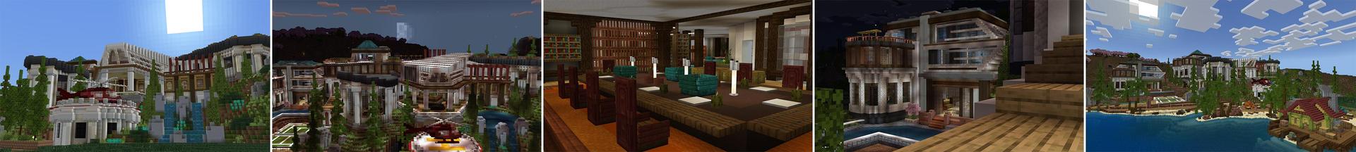Panorama of the Minecraft Bedrock Marketplace product Billionaire Mansion created by Waypoint Studios.