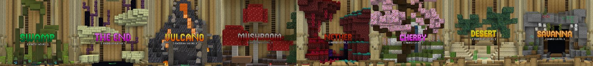 Panorama of the Minecraft Bedrock Marketplace product Biome Parkour created by Waypoint Studios.