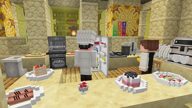Screenshot of the Minecraft Bedrock Marketplace product Cafe Simulator created by Waypoint Studios.