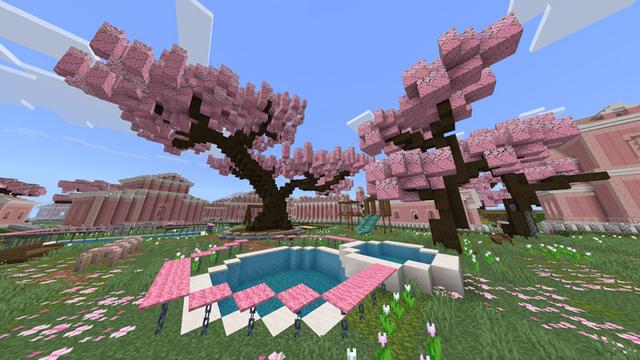 Screenshot of the Minecraft Bedrock Marketplace product Cherry Furniture created by Waypoint Studios.
