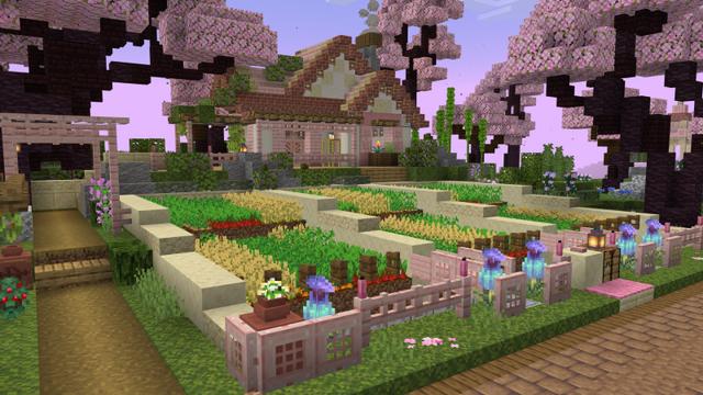 Screenshot of the Minecraft Bedrock Marketplace product Cherry Spring House created by Waypoint Studios.