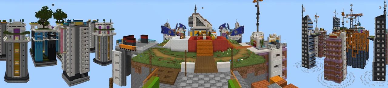 Panorama of the Minecraft Bedrock Marketplace product City Bed Wars created by Waypoint Studios.