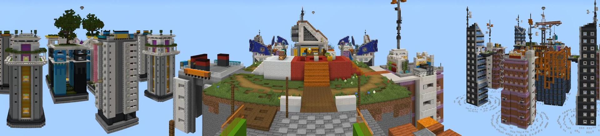 Panorama of the Minecraft Bedrock Marketplace product City Bed Wars created by Waypoint Studios.
