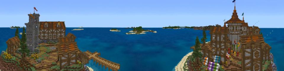 Panorama of the Minecraft Bedrock Marketplace product Cozy Town created by Waypoint Studios.