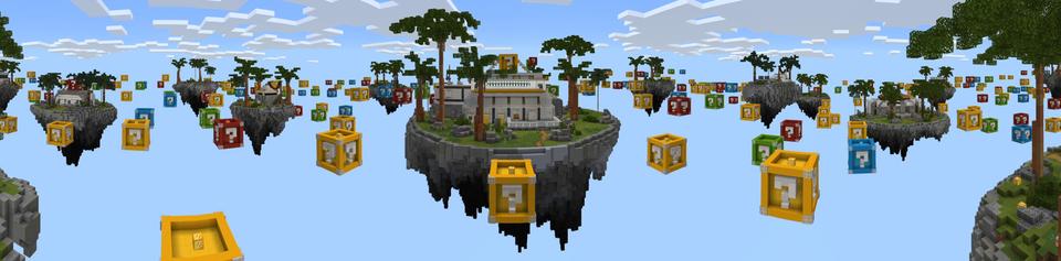 Panorama of the Minecraft Bedrock Marketplace product Extra Lucky Block Skyblock created by Waypoint Studios.