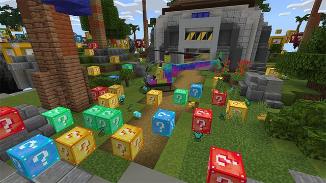 Screenshot of the Minecraft Bedrock Marketplace product Extra Lucky Block Skyblock created by Waypoint Studios.